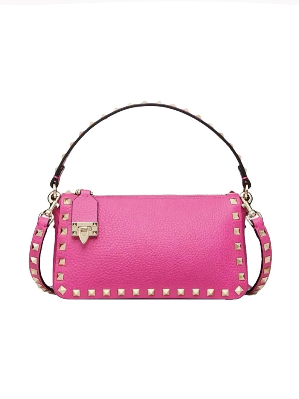 BRAND NEW Valentino Pink Small Rockstud Grainy Calfskin Crossbody Shoulder Bag